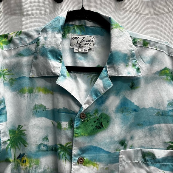 Trunks surf & Swim Co. mens palm Tree print Hawaiian Shirt Large - Picture 7 of 8